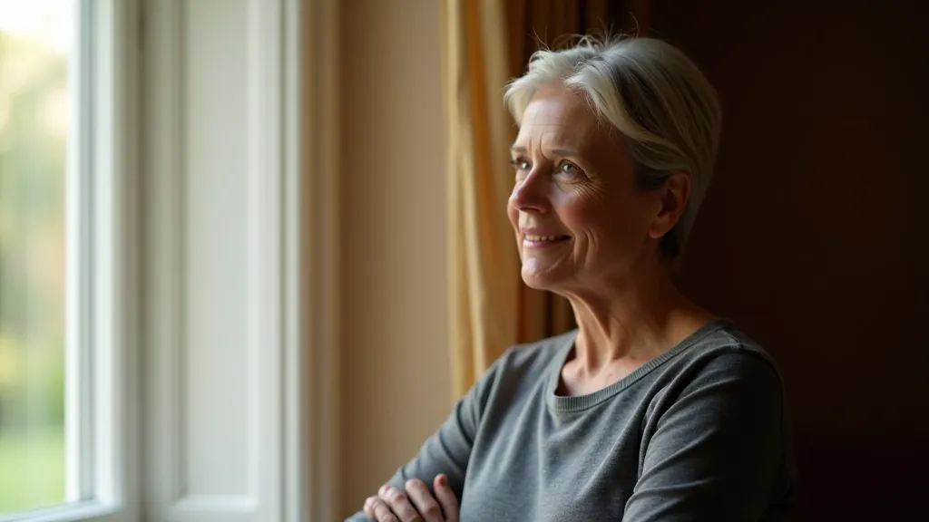 Professional woman in contemplation looking out a window